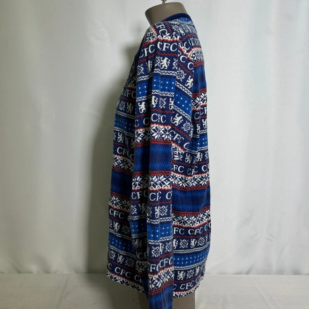Chelsea FC Fair Isle Holiday Blue Ugly Christmas Sweatshirt Women's SMALL